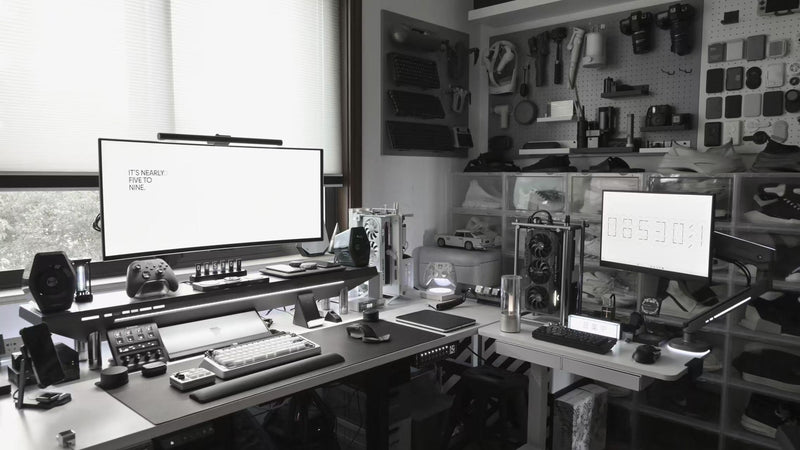 Install floating shelves above your desk to store books, decor, or office supplies. Wall-mounted pegboards are another excellent option, allowing you to hang small tools, accessories, and decorations to keep them off your desk.