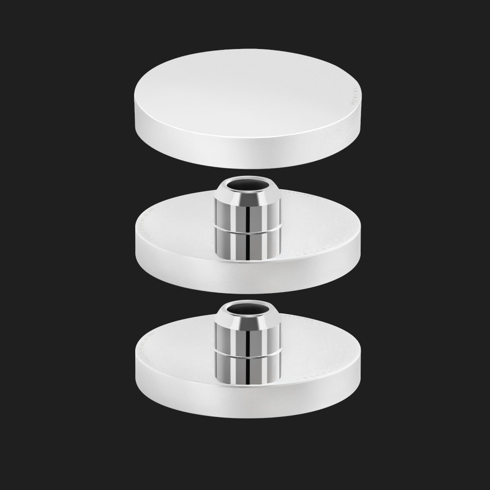 The Hexcal Stainless Steel Cable Organizer, available in 2-piece and 3-piece versions for effective cable management.