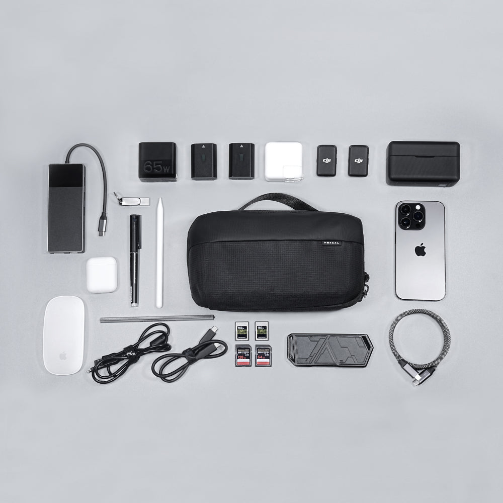 The tech pouch can fit larger accessories and adapters with ease.