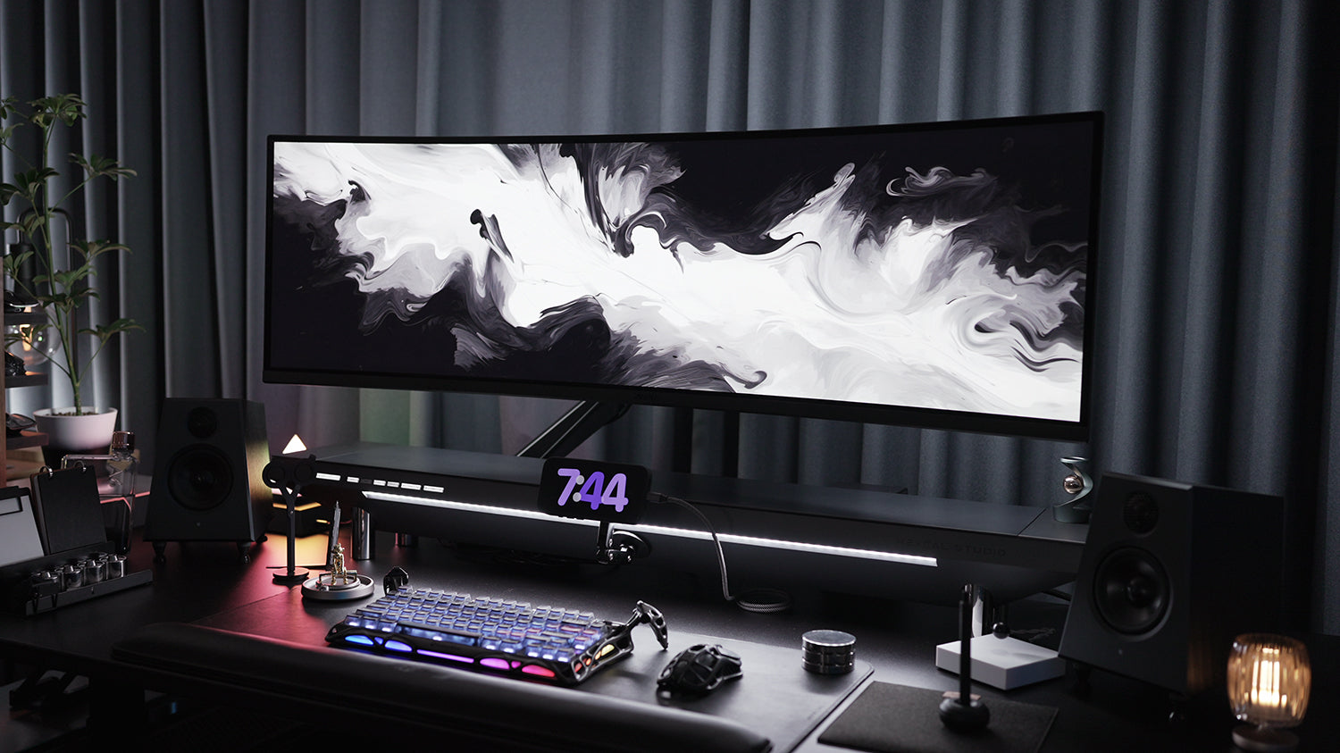 Hexcal Studio combines a monitor stand with integrated cable management for both functionality and a sleek aesthetic appeal.