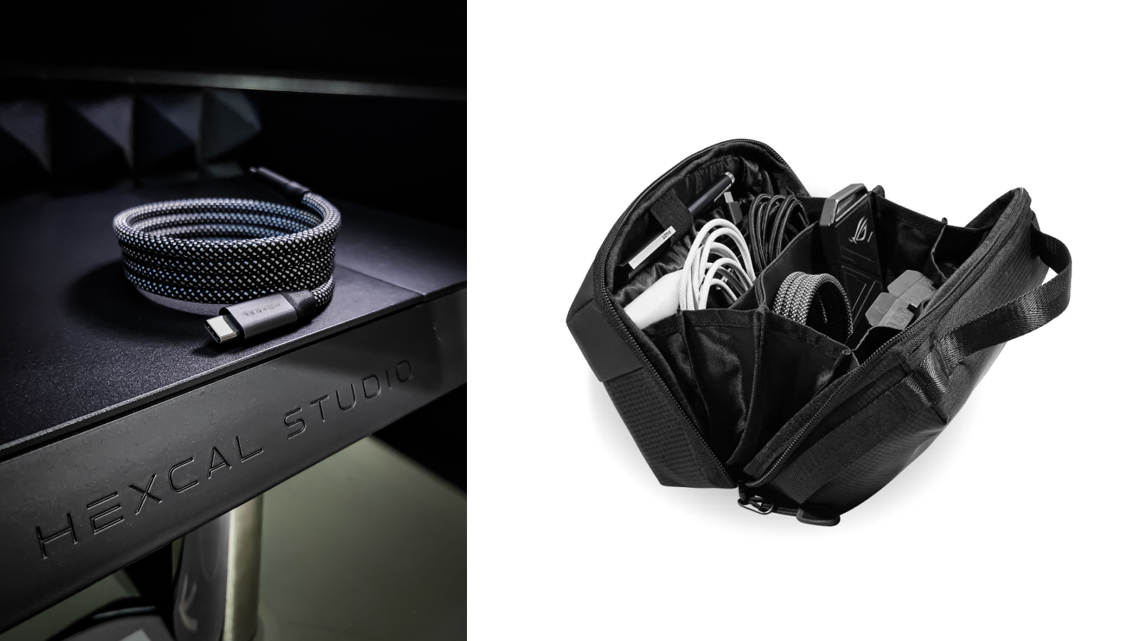 Organized Tech Pouch and Tidy Cables for a Clutter-Free Workspace