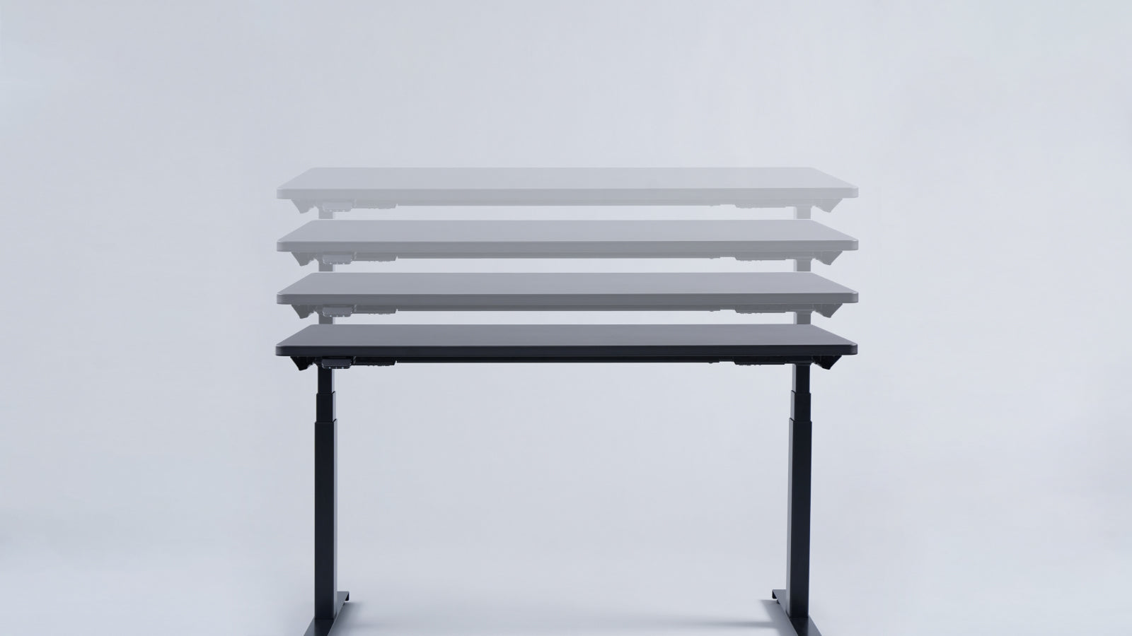 Hexcal Standing Desk is changing height from a sit height to a standing height.