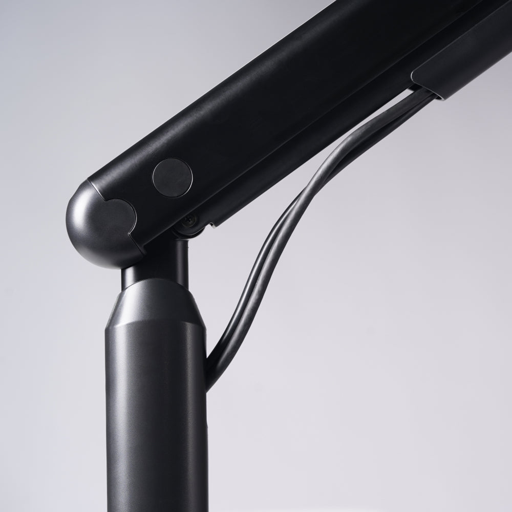 The side view of the single monitor arm is well designed.