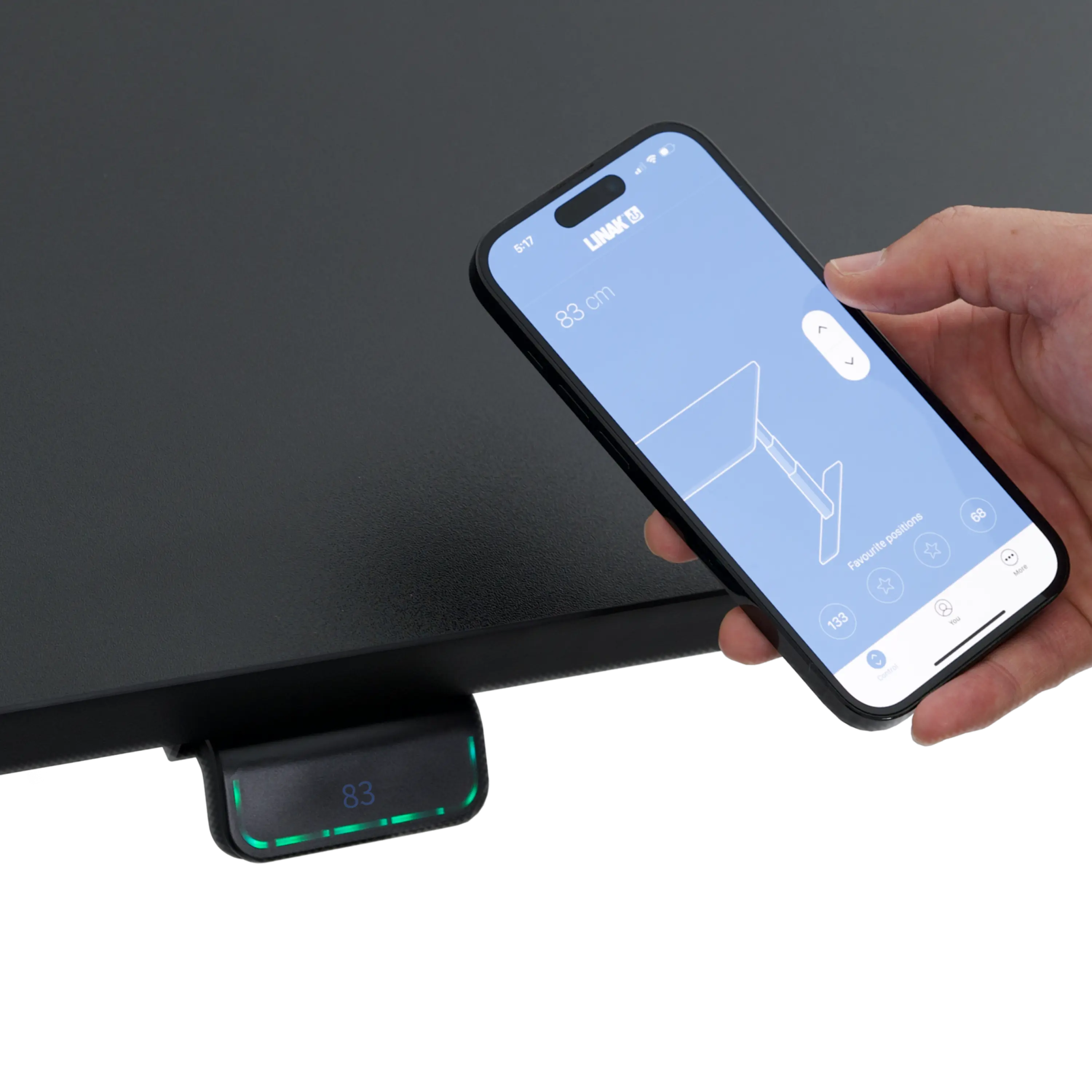 The users can control the standing desk on their smart phones.