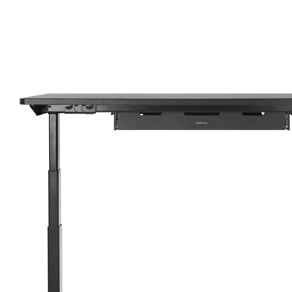 Hexcal Under Desk Tray with easy installation, fitting seamlessly with the Hexcal Elevate Standing Desk or any wooden tabletop.