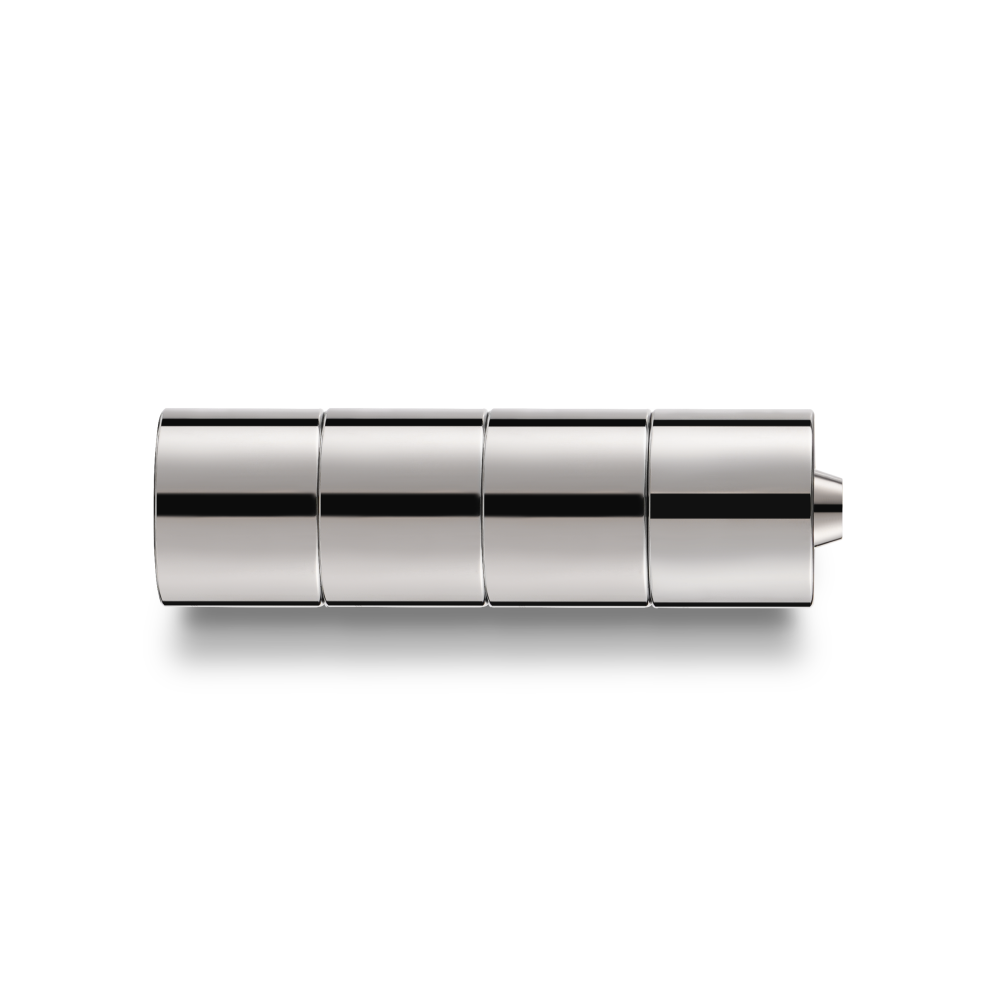 Hexcal Studio Extension Kit, featuring polished stainless steel design and additional height settings for a customizable workspace.