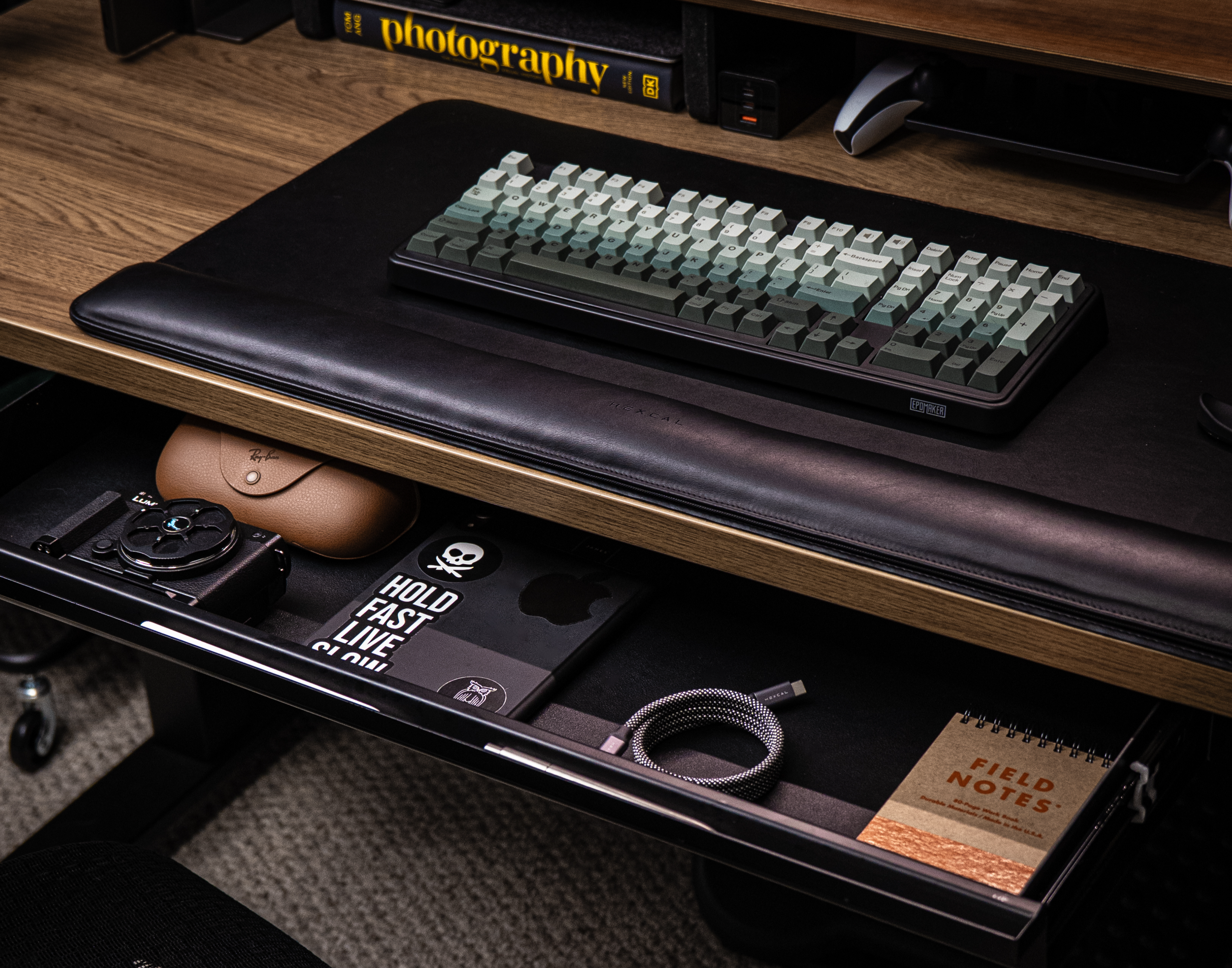 Under-desk drawers offer a practical solution by providing hidden storage for office supplies.