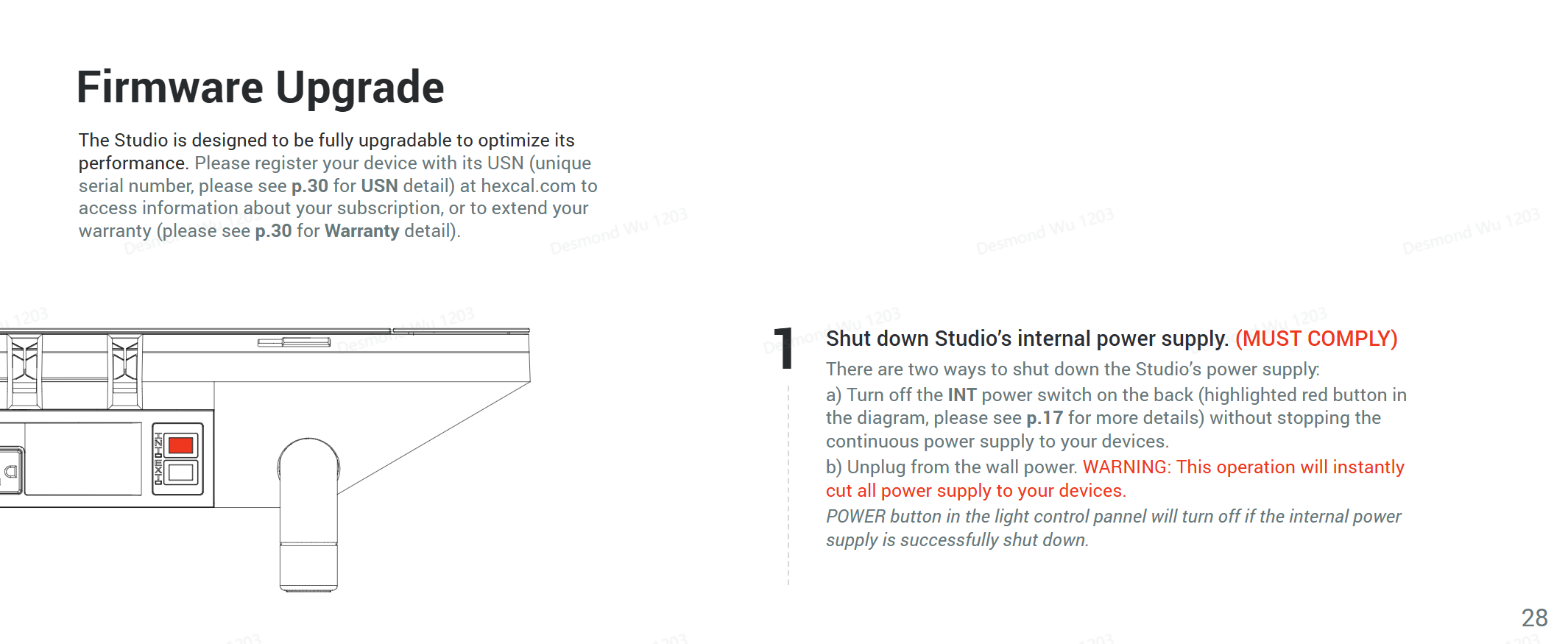 Hexcal Studio firmware update