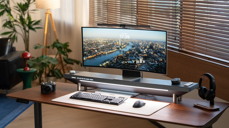 Monitor stand vs monitor arm desk setup with Hexcal