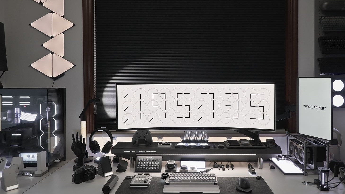 dual monitor mount and multi-display workstation built around the Hexcal Monitor Mount System