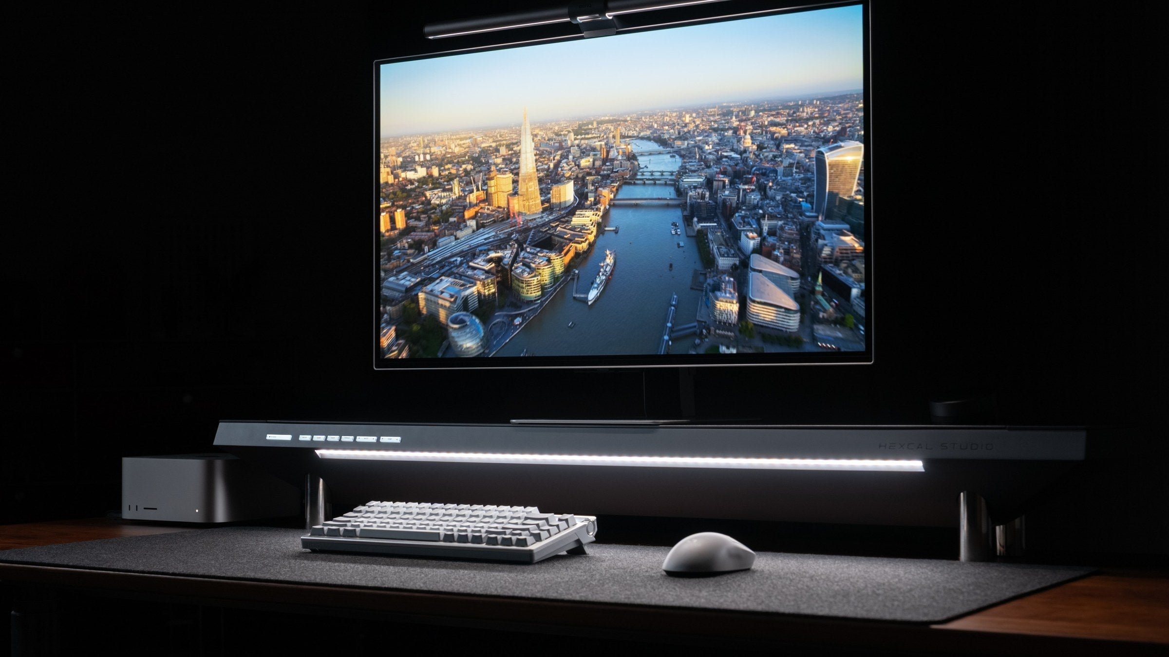 Minimalist desk setup with Hexcal Studio