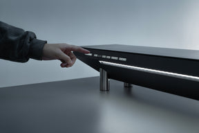Hexcal Studio premium monitor stand/riser has an immersive lighting system for desk lights.